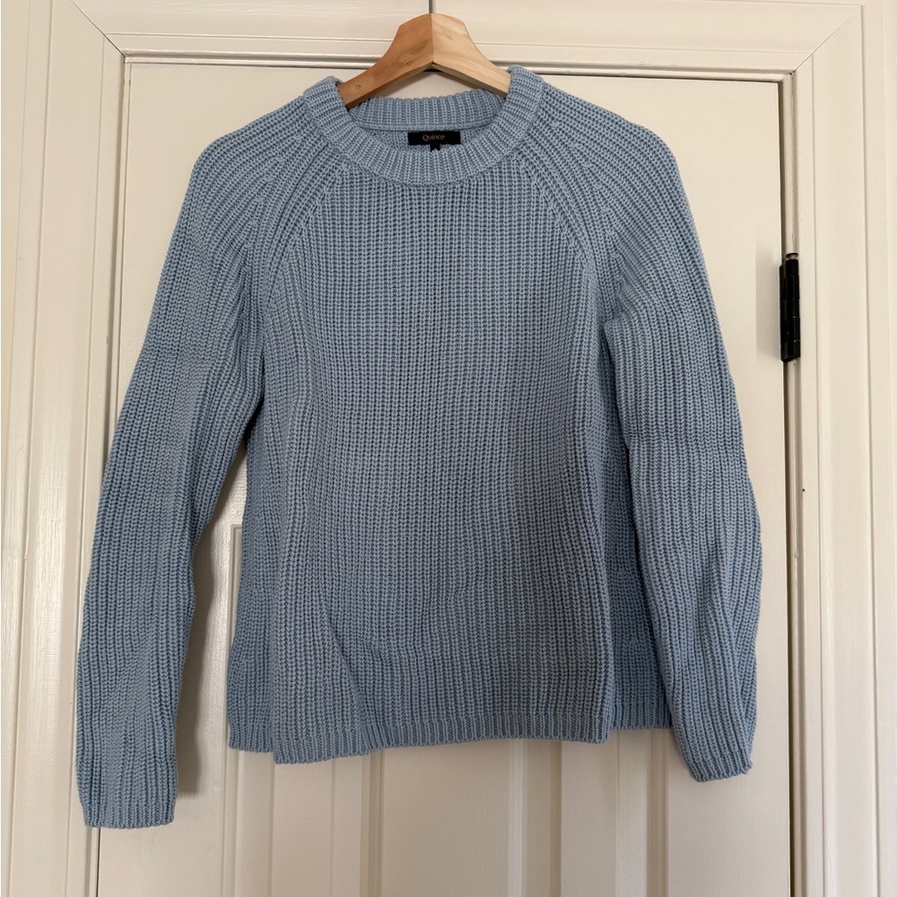 Quince Cotton Fisherman Sweater Size Small Sky Blue